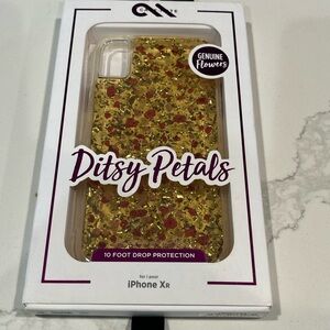 Ditsy Petals iPhone XR Case - Gold and Red Floral Design